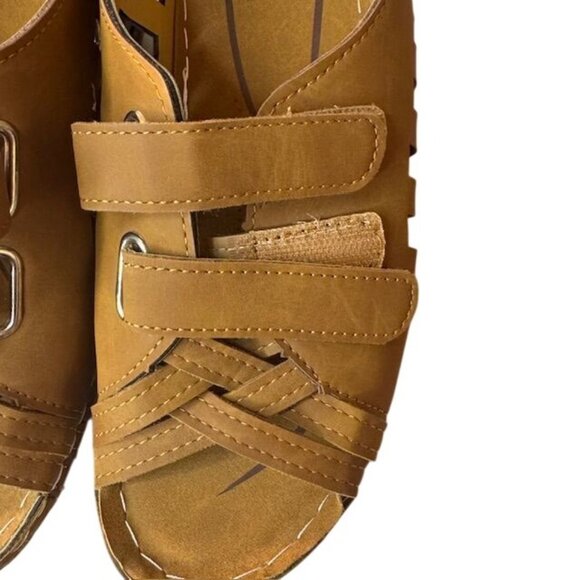 Woman's Adjustable Velcro Leather Sandals Casual Breathable Slip-On Shoes With C - Picture 2 of 6